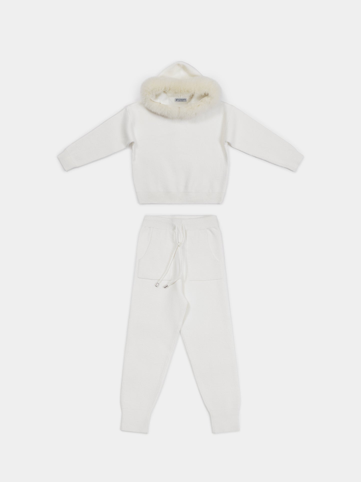 Wool-Blend Knit Woman set with Dyed Fox Fur